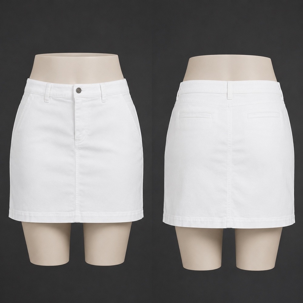 Talbots White Denim Skirt Womens 14WP Petite Coastal Preppy‎ Casual Summer Chic